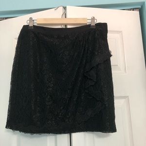 Black lace mini skirt